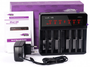 Efest LUC V6 Ladegerät für 3,6V -3,7V Li-Ionen Akkus mit HD LCD Anzeige Efest LUC V6 Ladegerät für 3,6V -3,7V Li-Ionen Akkus mit HD LCD Anzeige