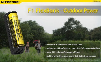 Nitecore F1 FlexBank Outdor-Ladegerät für Li-Ionen Akkus Nitecore F1 FlexBank Outdor-Ladegerät für Li-Ionen Akkus
