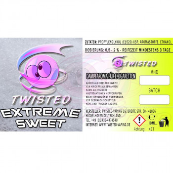 Extreme Sweet 10ml Aroma by Twisted Vaping Extreme Sweet 10ml Aroma by Twisted Vaping