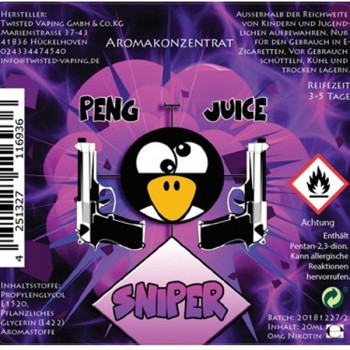 Sniper 20ml Bottlefill Aroma Peng Juice Serie by Twisted Vaping Sniper 20ml Bottlefill Aroma Peng Juice Serie by Twisted Vaping