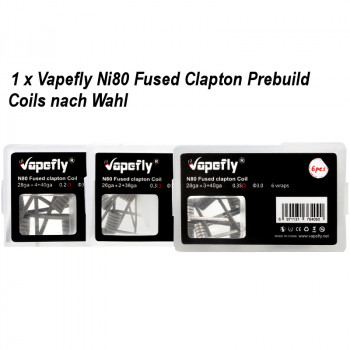 Ni80 Fused Clapton Prebuilt Coil 6 Stück by Vapefly Ni80 Fused Clapton Prebuilt Coil 6 Stück by Vapefly