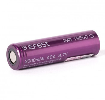 Efest Purple IMR 18650 2600mAh 3,6V - 3,7V Li-Ionen (FlatTop) ungeschützt Efest Purple IMR 18650 2600mAh 3,6V - 3,7V Li-Ionen (FlatTop) ungeschützt